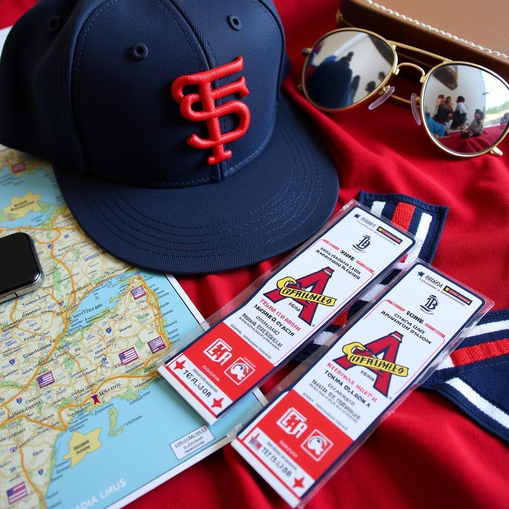 A Baseball Fan Prepared for a Game with Team Gear and Travel Essentials