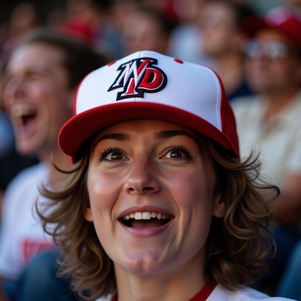 Baseball Fan Sporting a Retro Minor League Hat at a Game