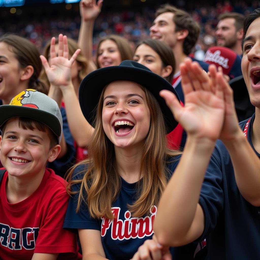 Baseball Fans Celebrating