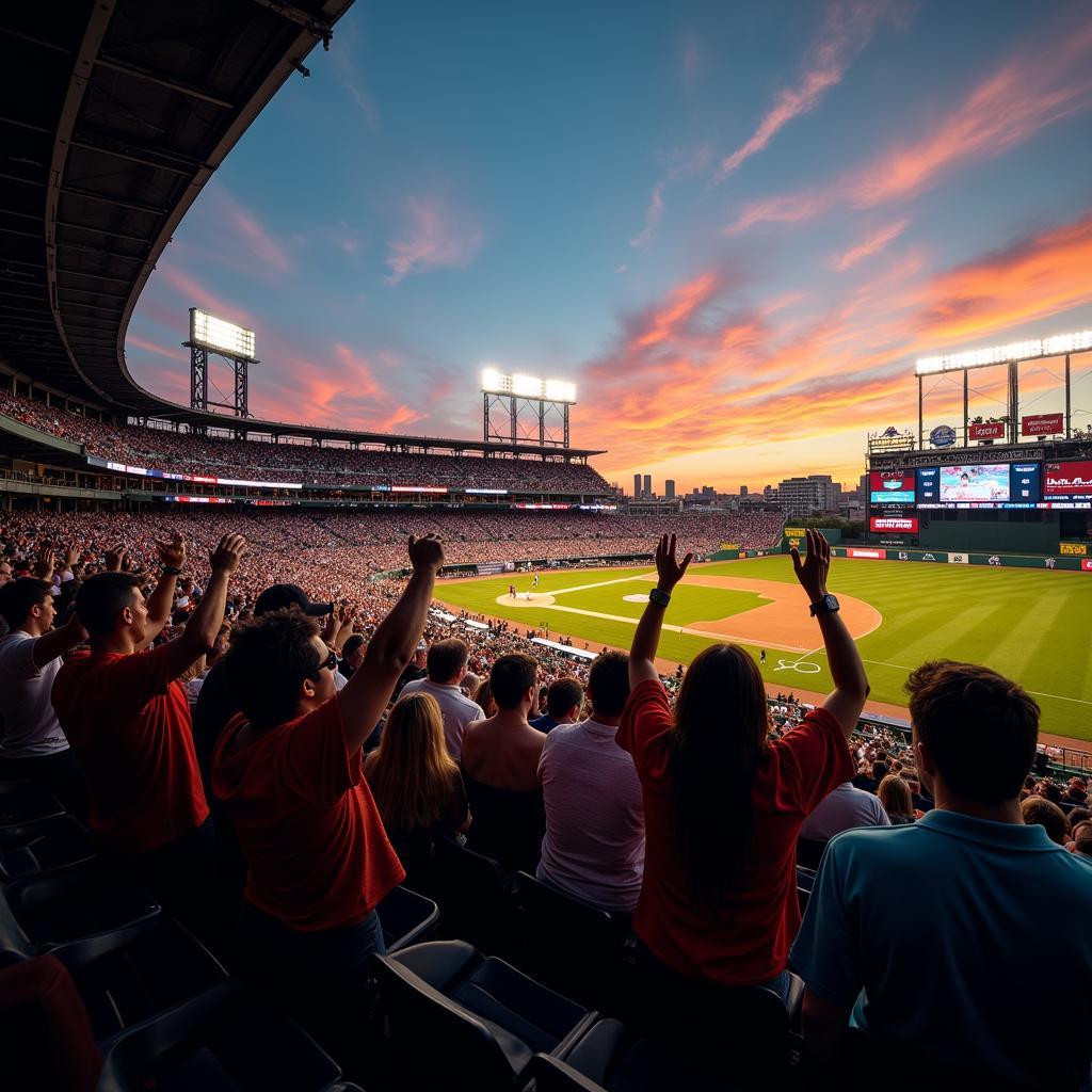 Celebrating Fans at an MLB Game