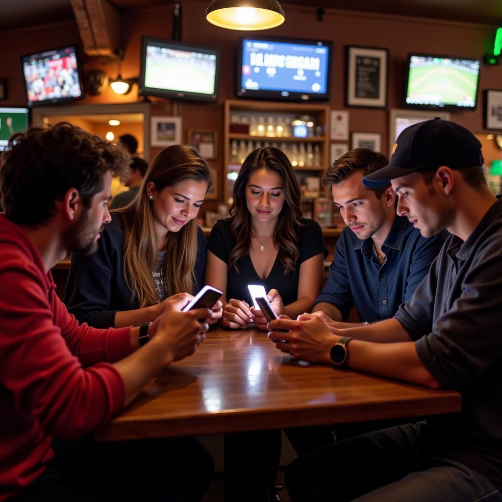 Baseball fans eagerly checking the latest Major League scores on their smartphones, showcasing the importance of staying connected in today's digital age.