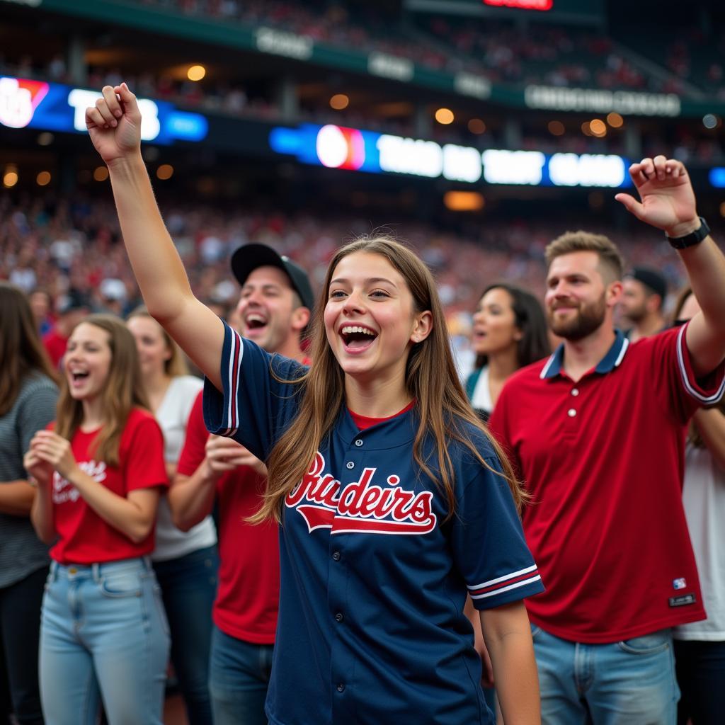 Baseball Fans Cheering in the Stands