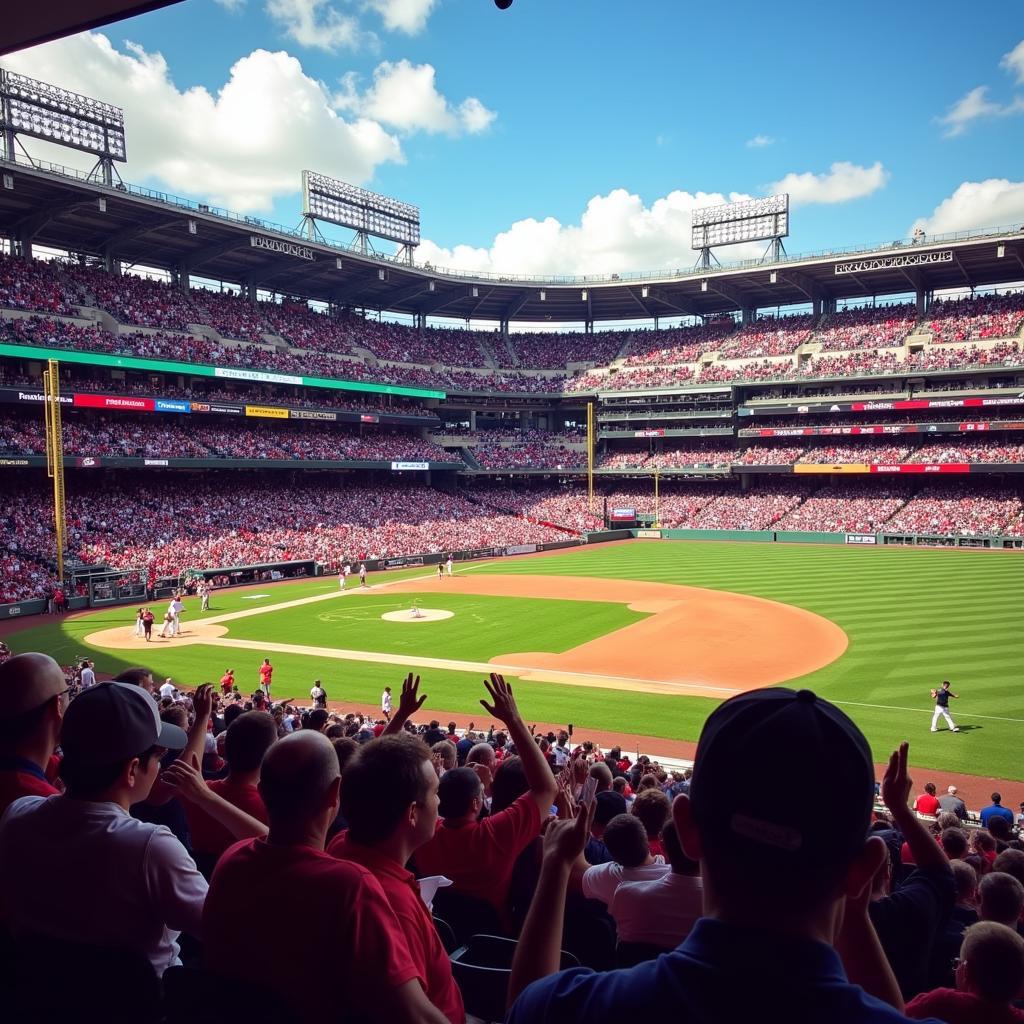 A stadium filled with baseball fans