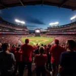 Baseball Fans Cheering at a Stadium