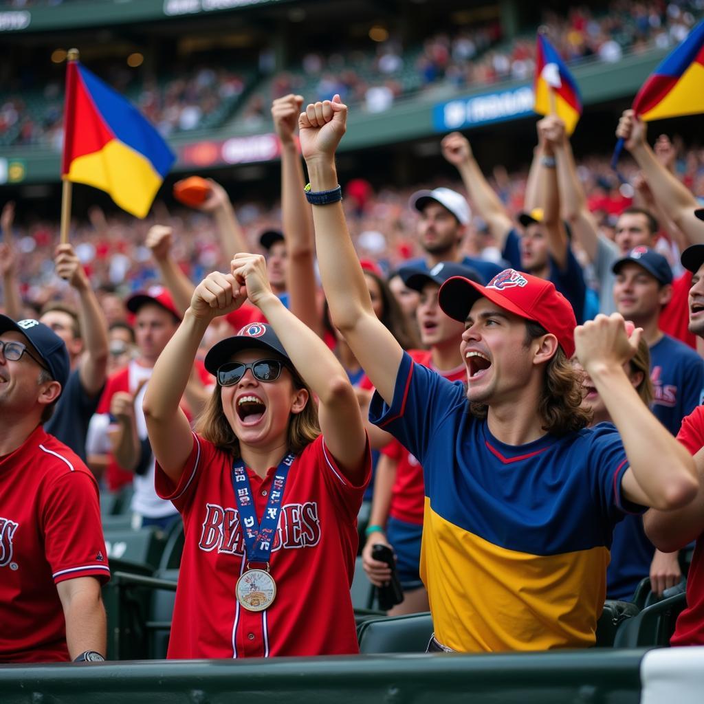 Baseball Fans Cheering in Stadium