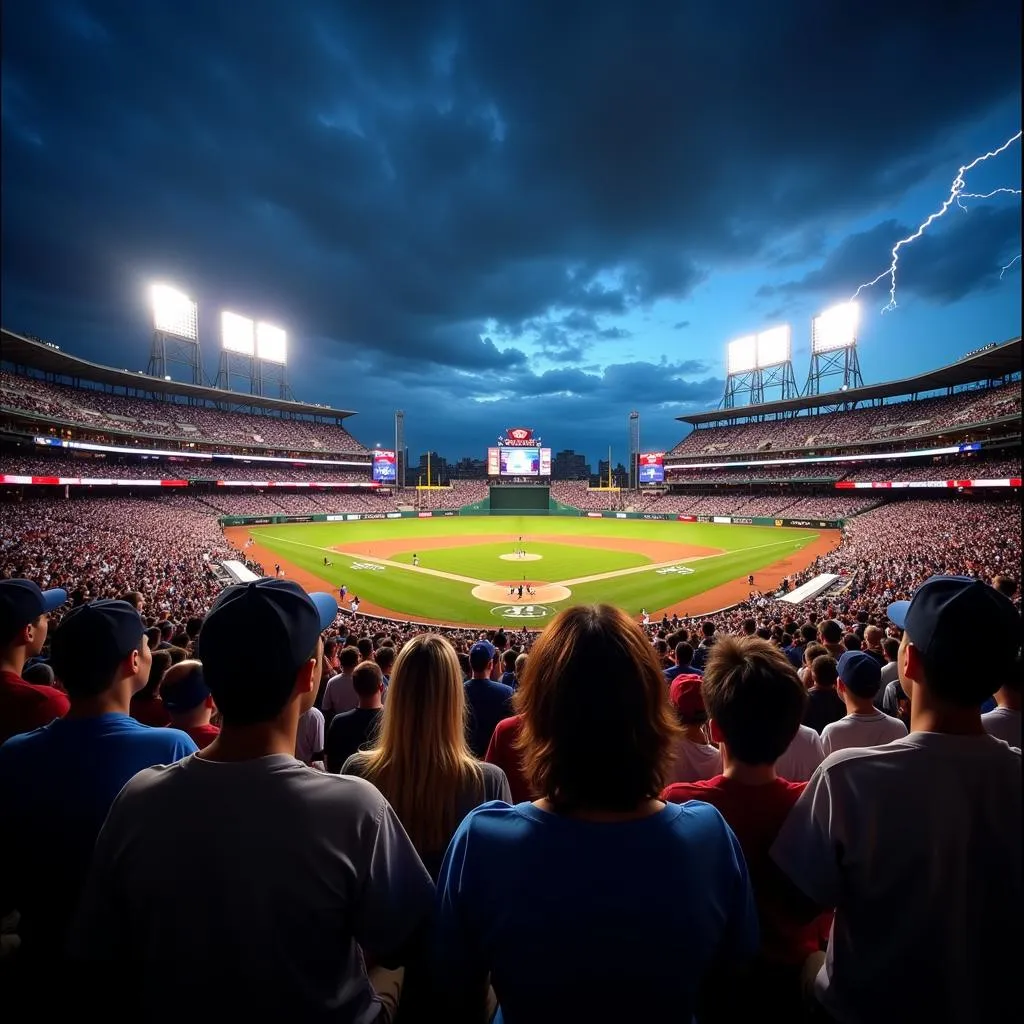 Baseball Fans Cheering in a Stadium