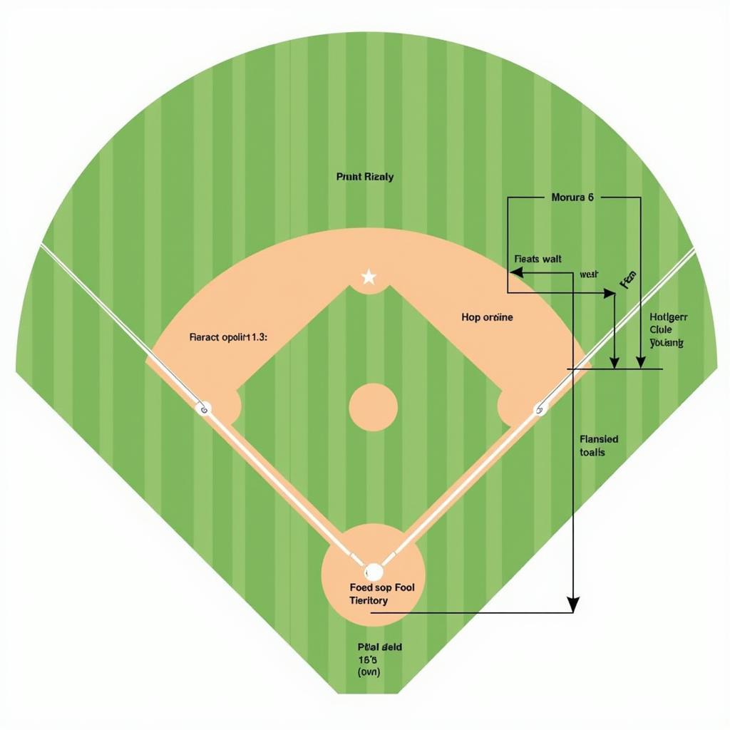 Detailed diagram illustrating the dimensions and layout of a standard baseball field