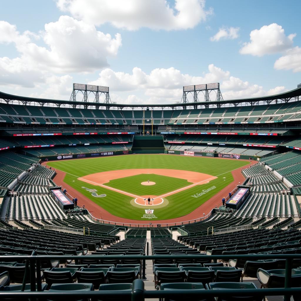 Empty baseball field with vacant stands