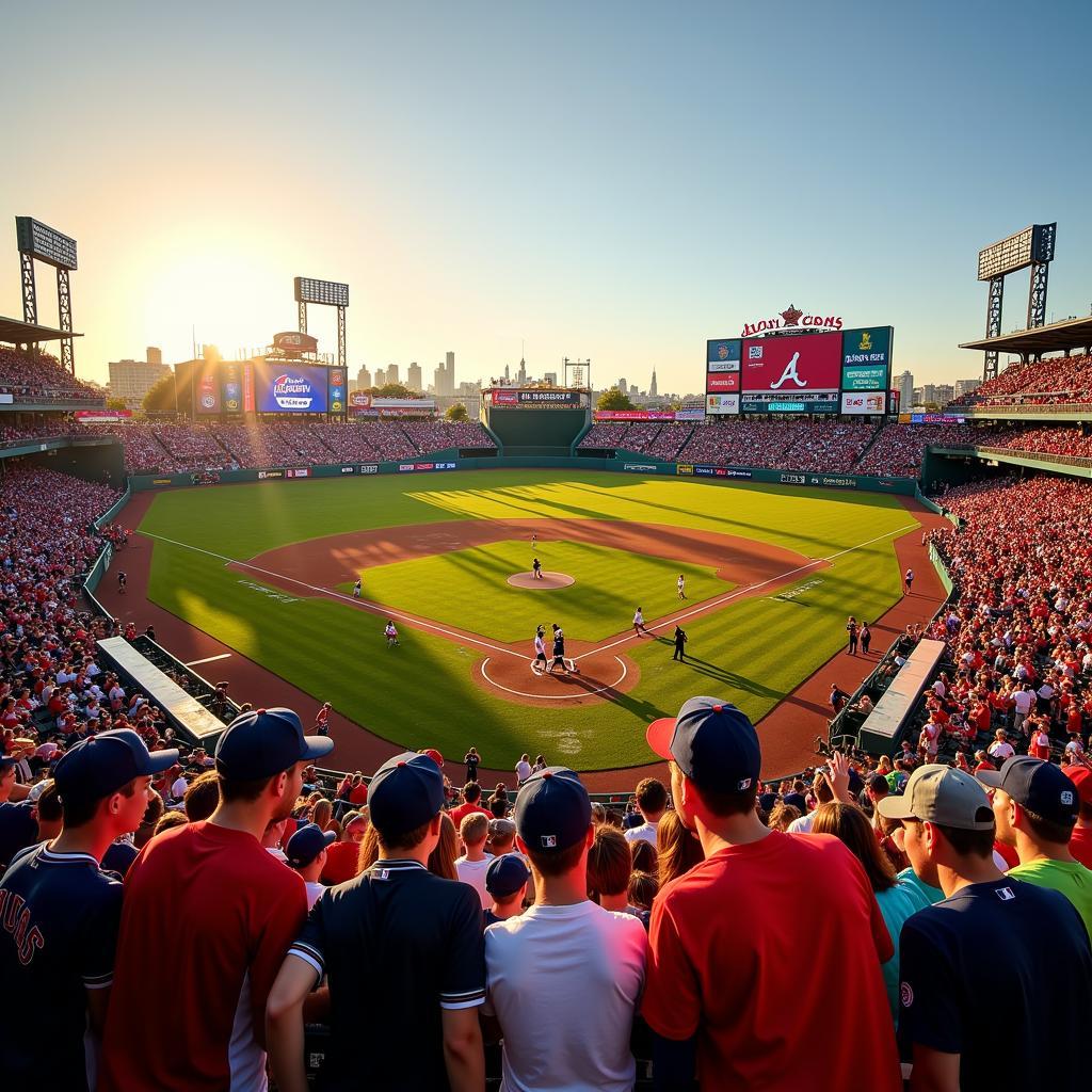 Baseball Field Packed with Cheering Fans