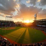 Baseball Field Sunset During Golden Hour