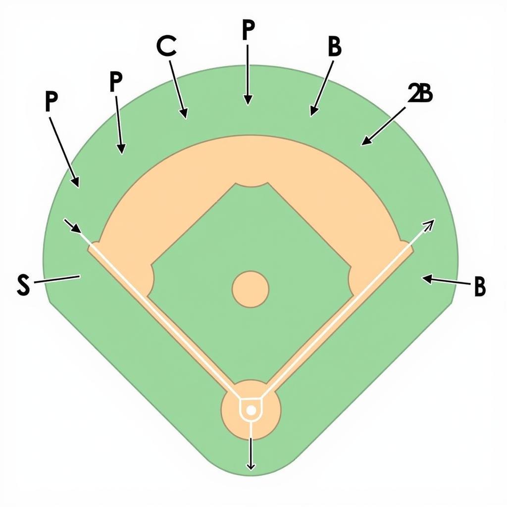 Baseball Fielding Chart with Positions Highlighted