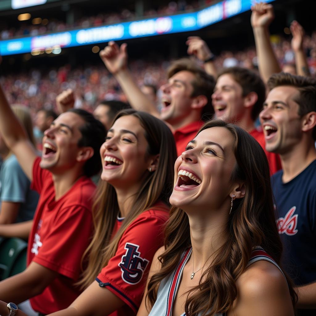 Fans Celebrating at a Baseball Game