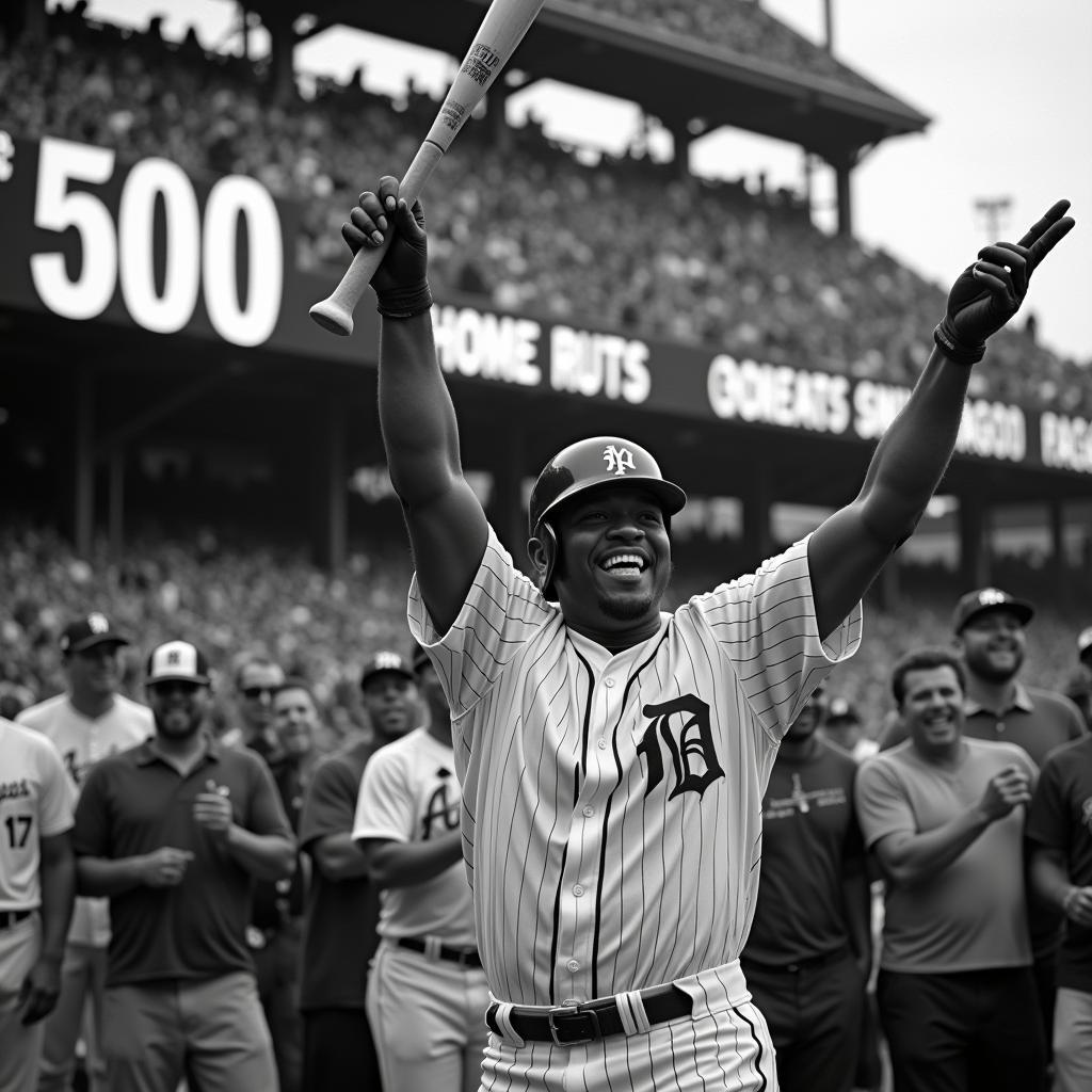 Baseball legend celebrating a career milestone