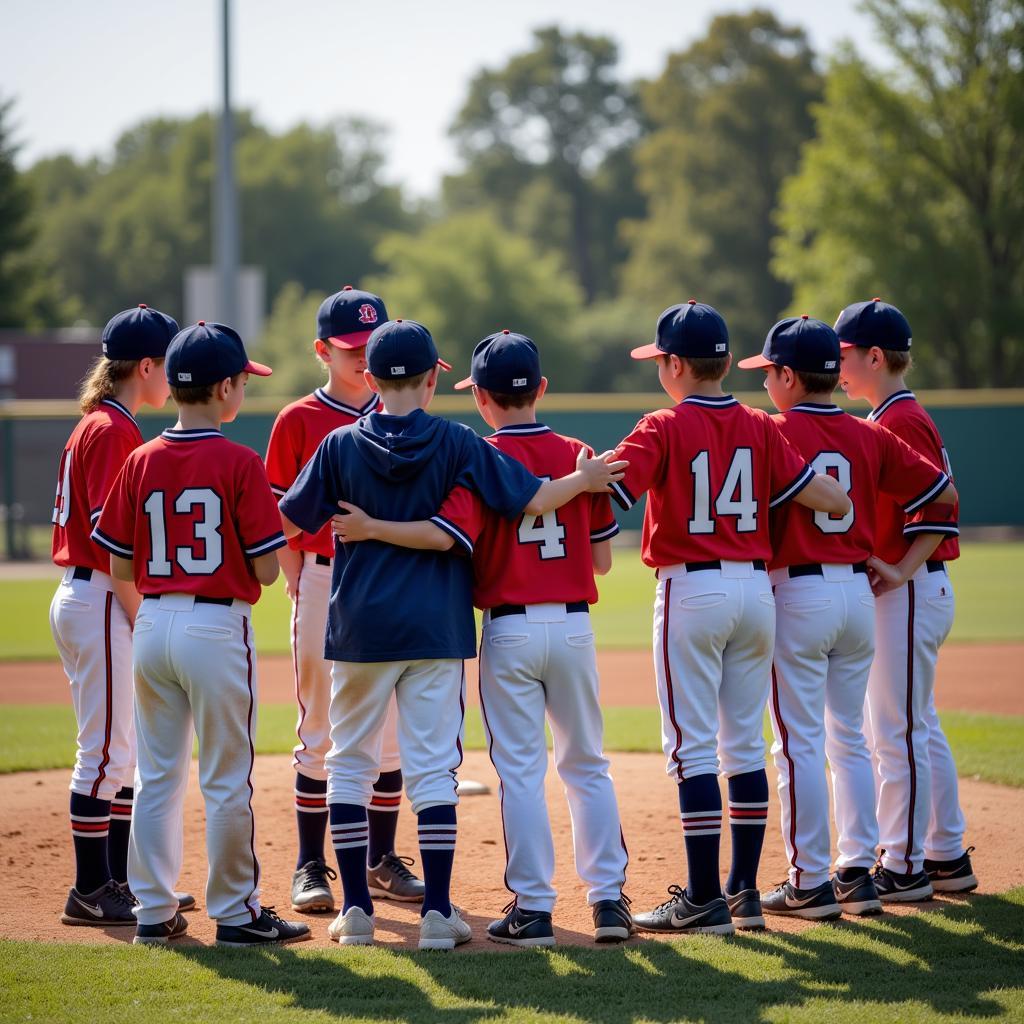 Youth Baseball Team Huddle