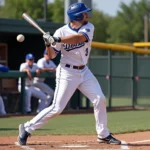 Baseball player hitting a home run