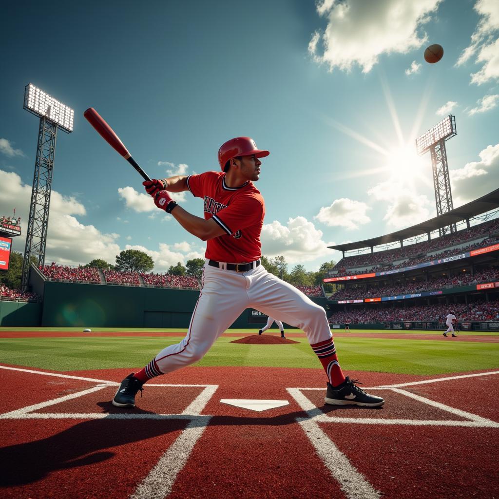 Baseball Player Hitting a Home Run