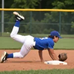 Baseball Player Sliding into Base