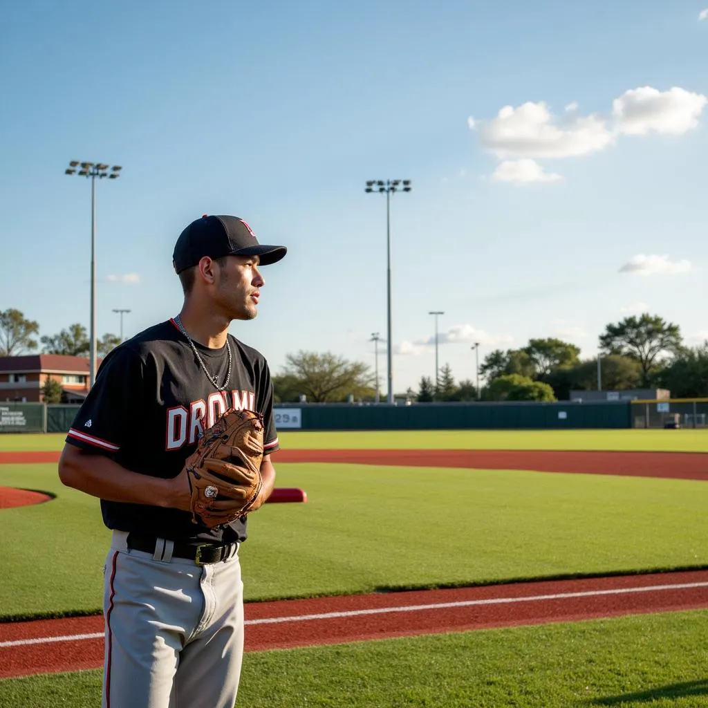 Baseball Player Training Outdoors