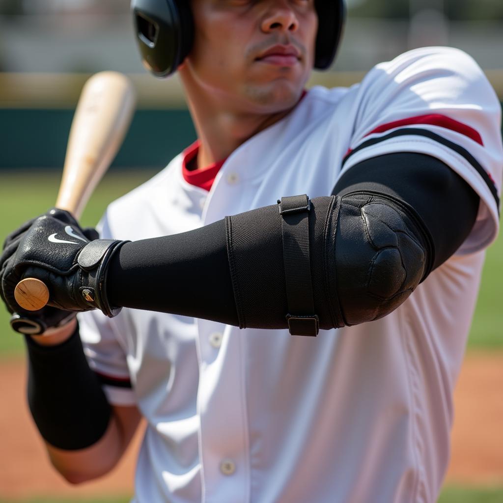 Baseball Player Wearing Elbow Pad