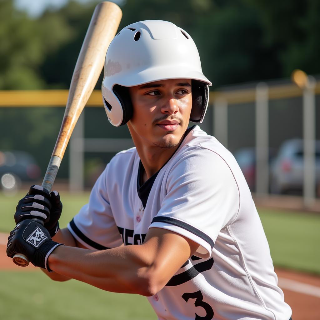 Baseball Player Wearing White Helmet Batting