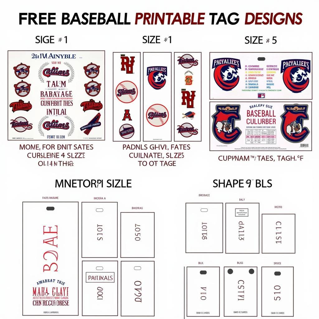 Baseball Printable Tags Design Options