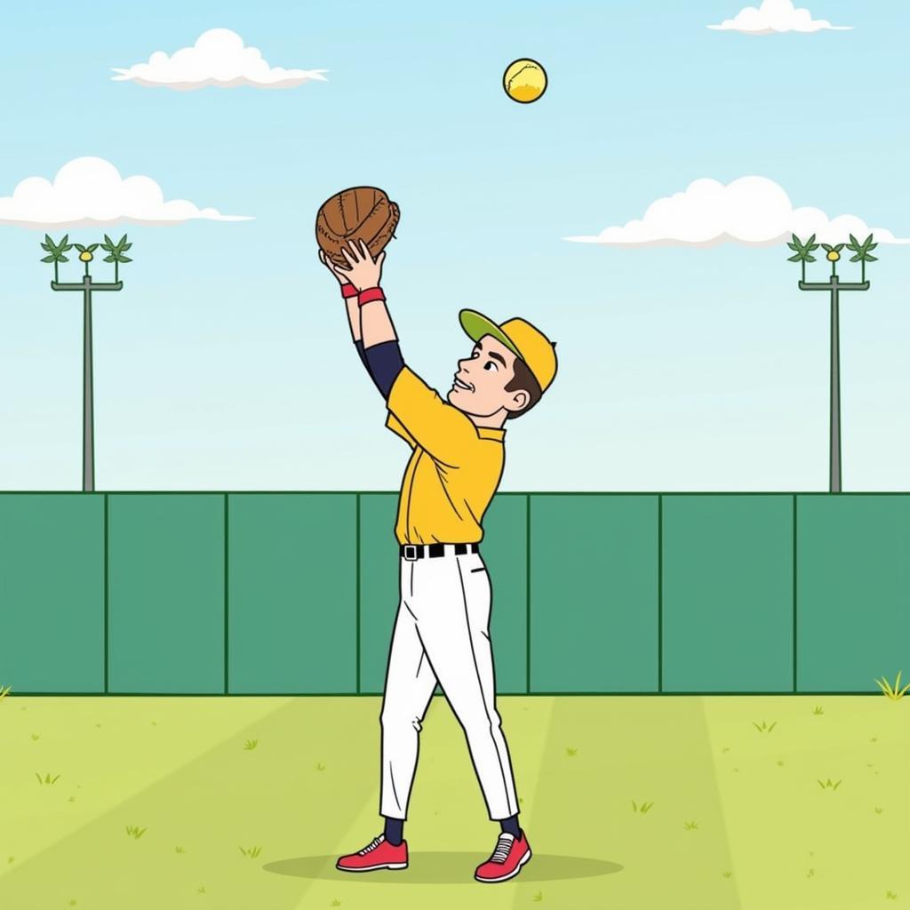 A baseball player catching an easy fly ball - Can of Corn