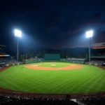 Baseball stadium with LED lights