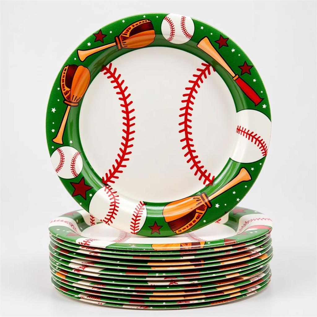 Colorful baseball birthday plates