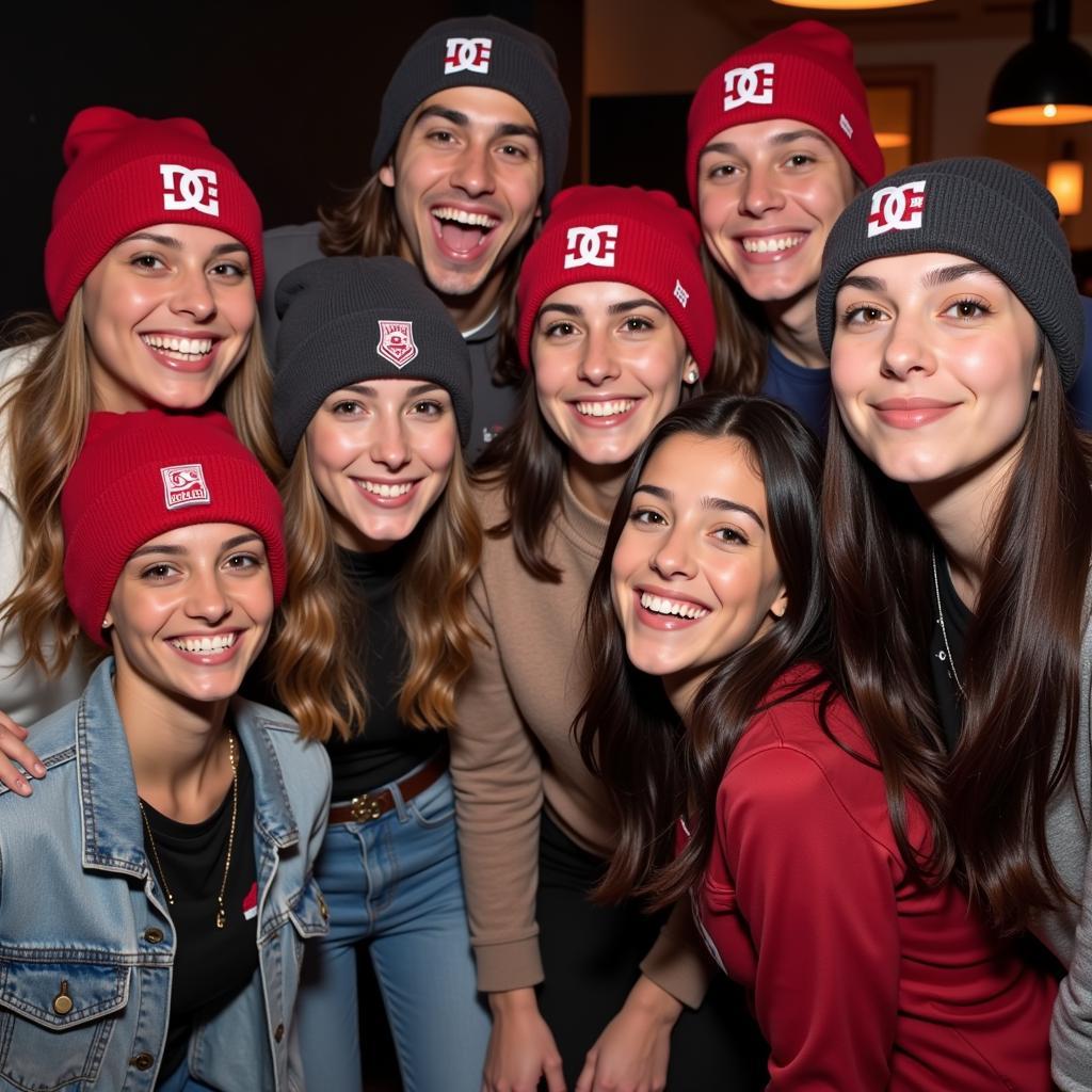 Group of friends wearing Beanie DC