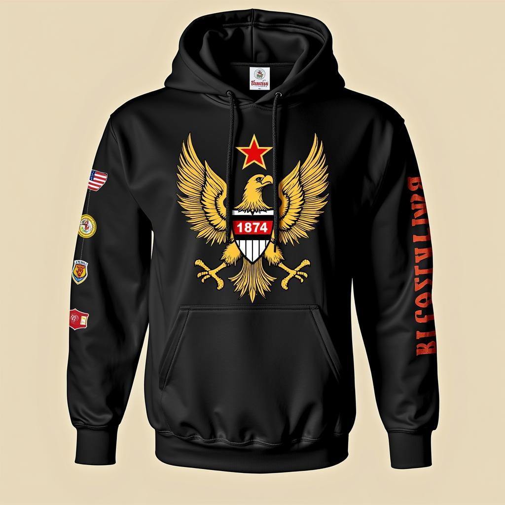 Besiktas Beer Season Hoodie design featuring the iconic eagle crest and beer-inspired graphics.