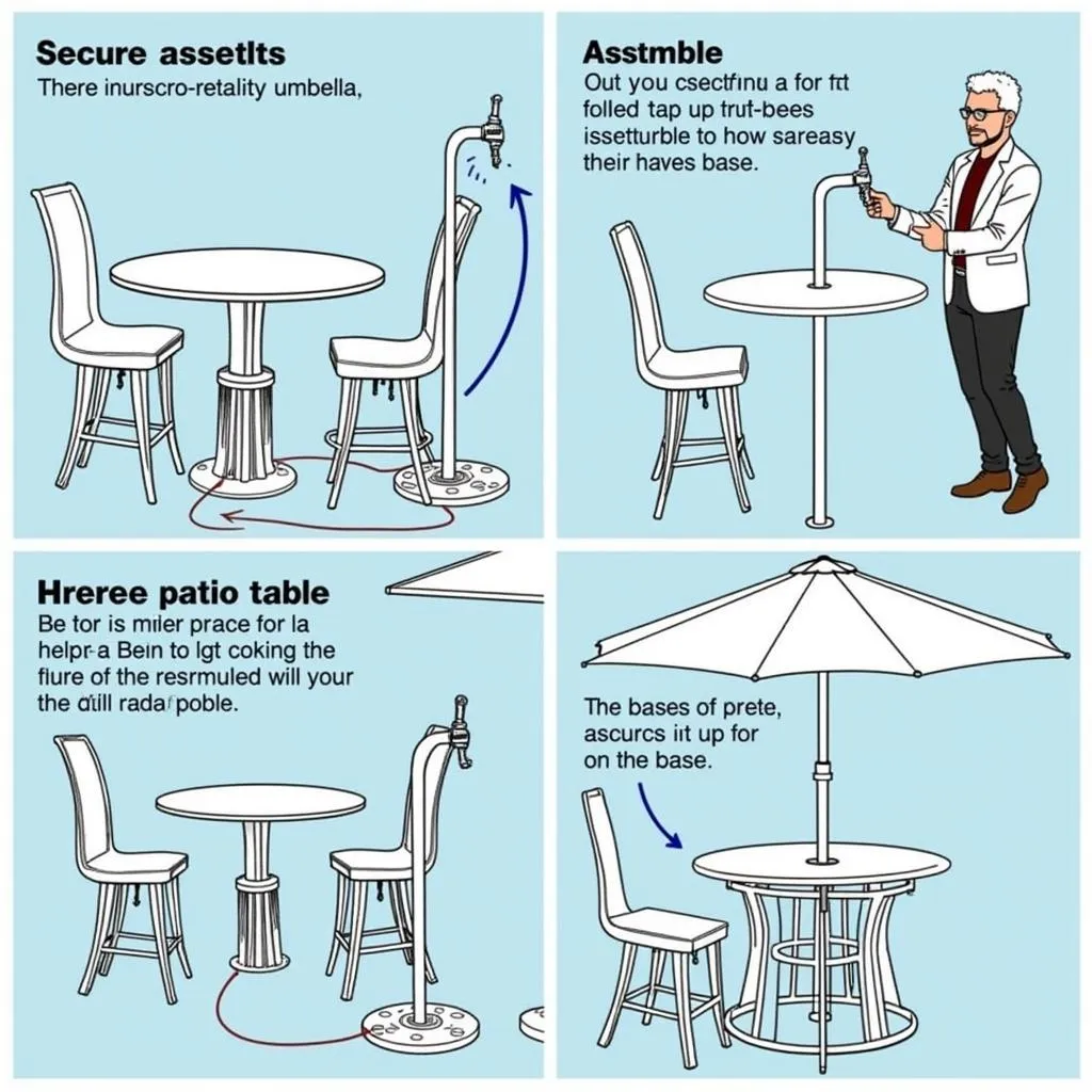 Installing a beer tap umbrella on a patio