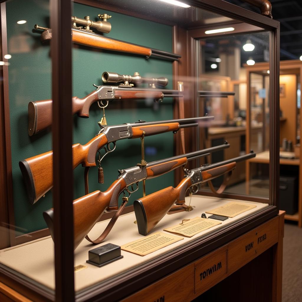 Display of antique firearms at a Belleville IL gun show