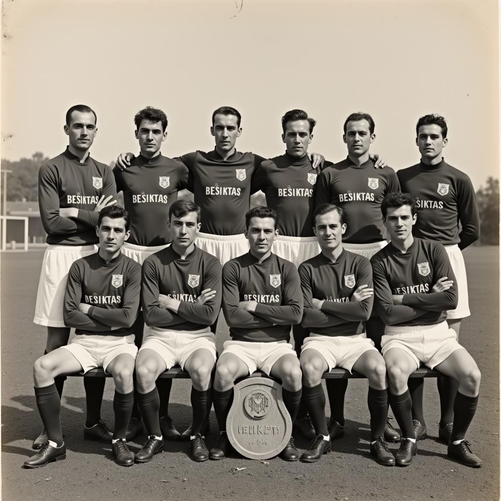 Beşiktaş players posing in the "WM" formation, 1936