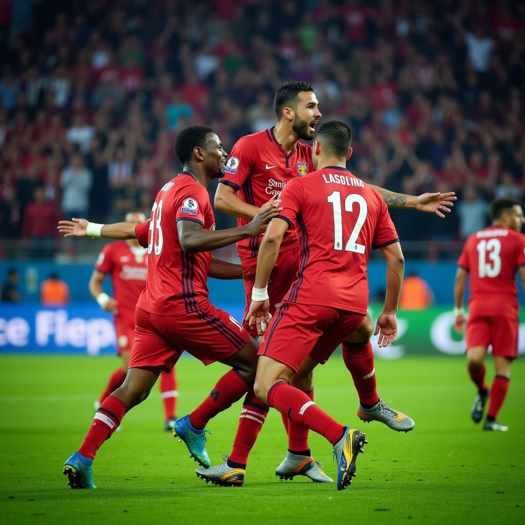 Besiktas players celebrating a goal in the 2014 Champions League