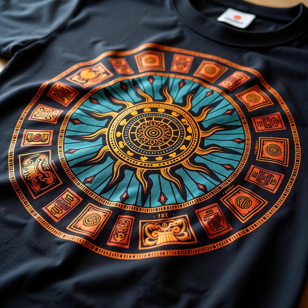 Besiktas Aztec Calendar T-Shirt Design Close-Up