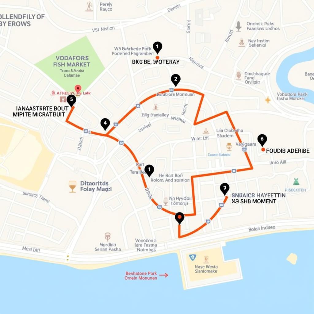 Besiktas Bar Crawl Route Map Showing Key Landmarks and Popular Bars