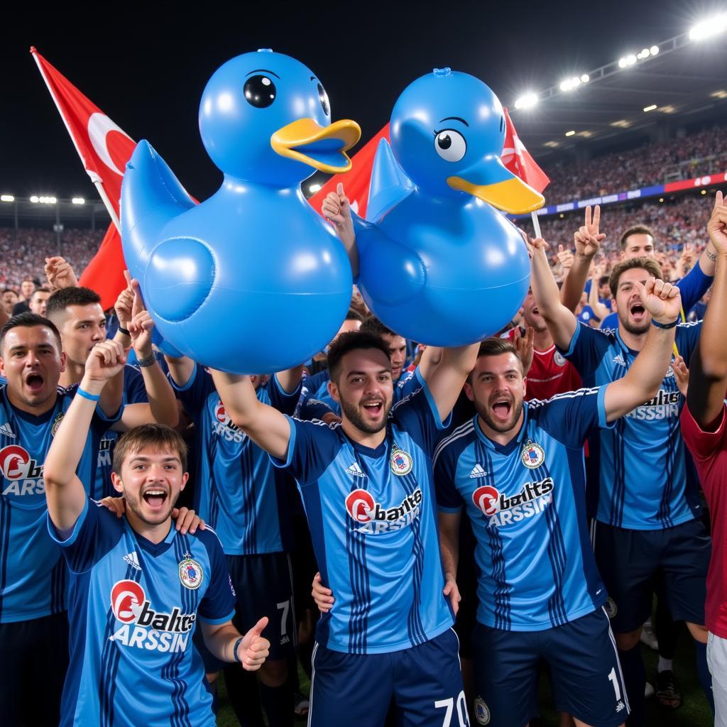 Besiktas Carsi Celebrating with Blue Glass Duck