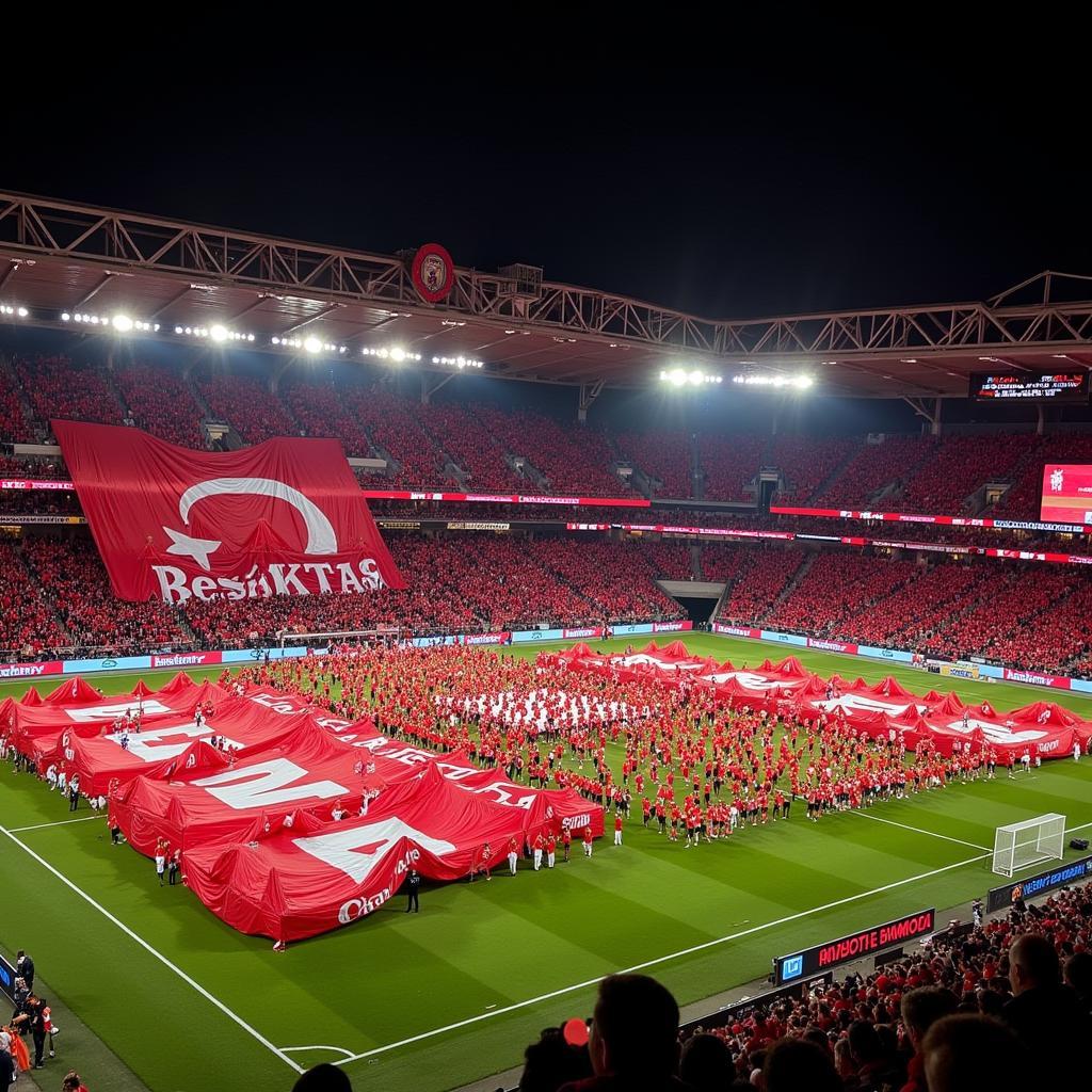 Beşiktaş Çarşı supporters display an elaborate tifo