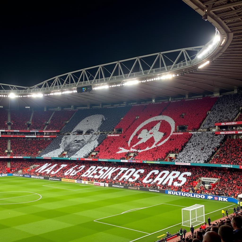 Besiktas Carsi creating a stunning tifo display at Vodafone Park