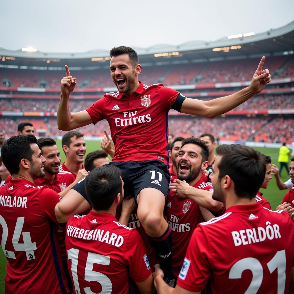 Beşiktaş players celebrating their Istanbul Professional League title