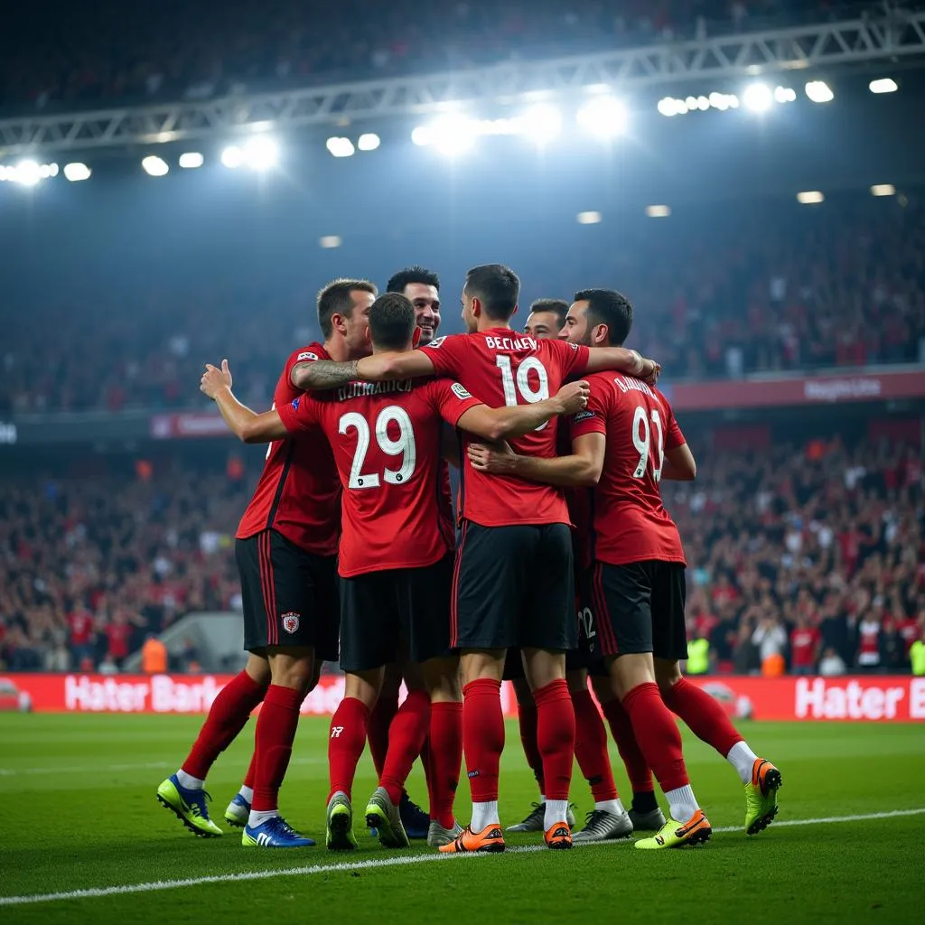 Besiktas players celebrating a goal in the Champions League