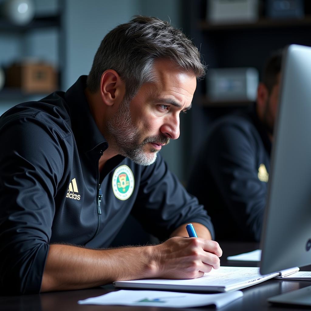 Besiktas coach analyzing match data