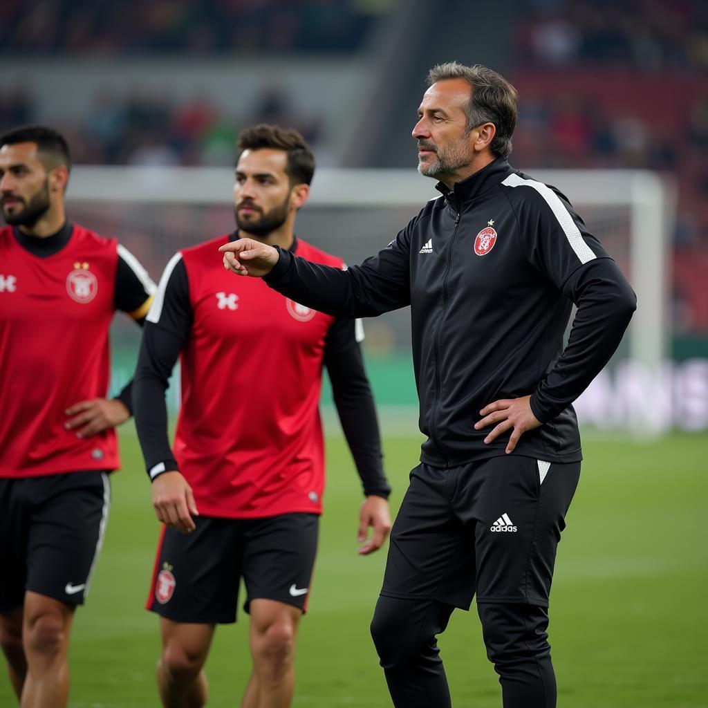 Beşiktaş Coach Guiding Players During Training