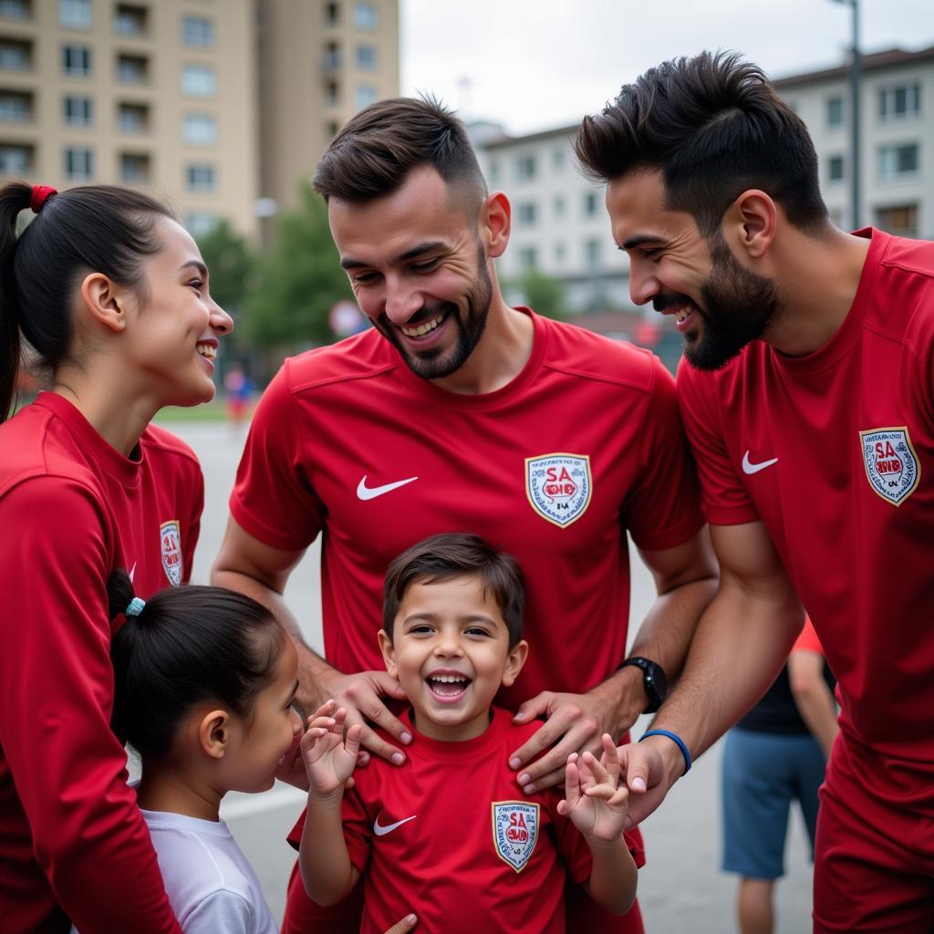 Besiktas players and fans participating in a community event