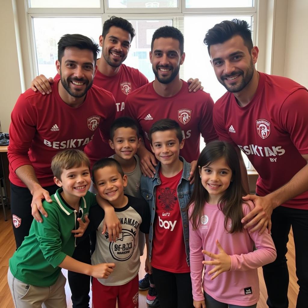 Beşiktaş players participating in a community event