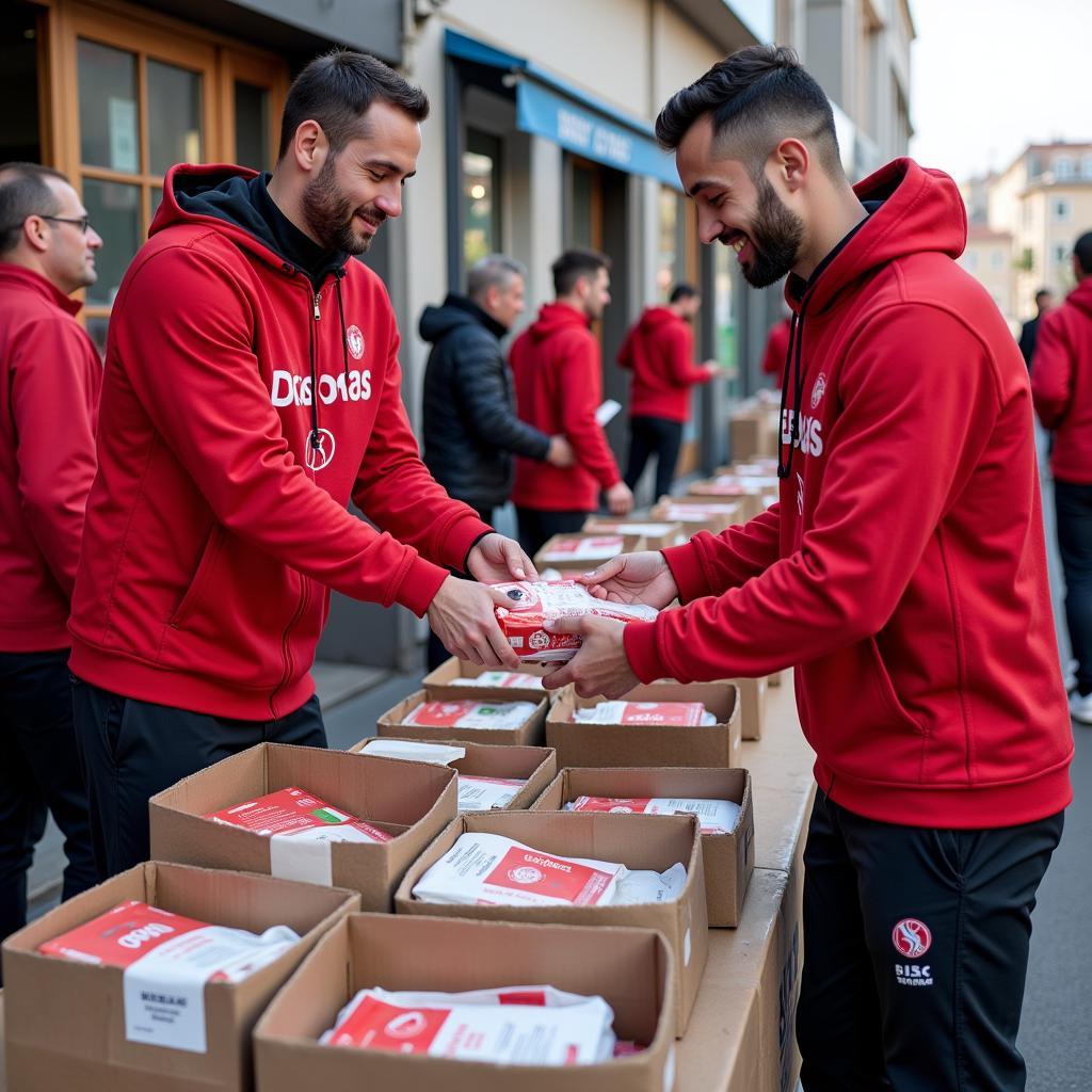 Besiktas players participating in a community outreach program in Istanbul