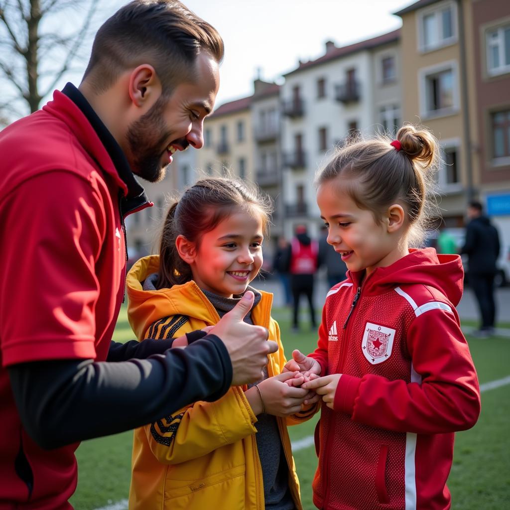 Besiktas players participating in a community outreach program, connecting with young fans