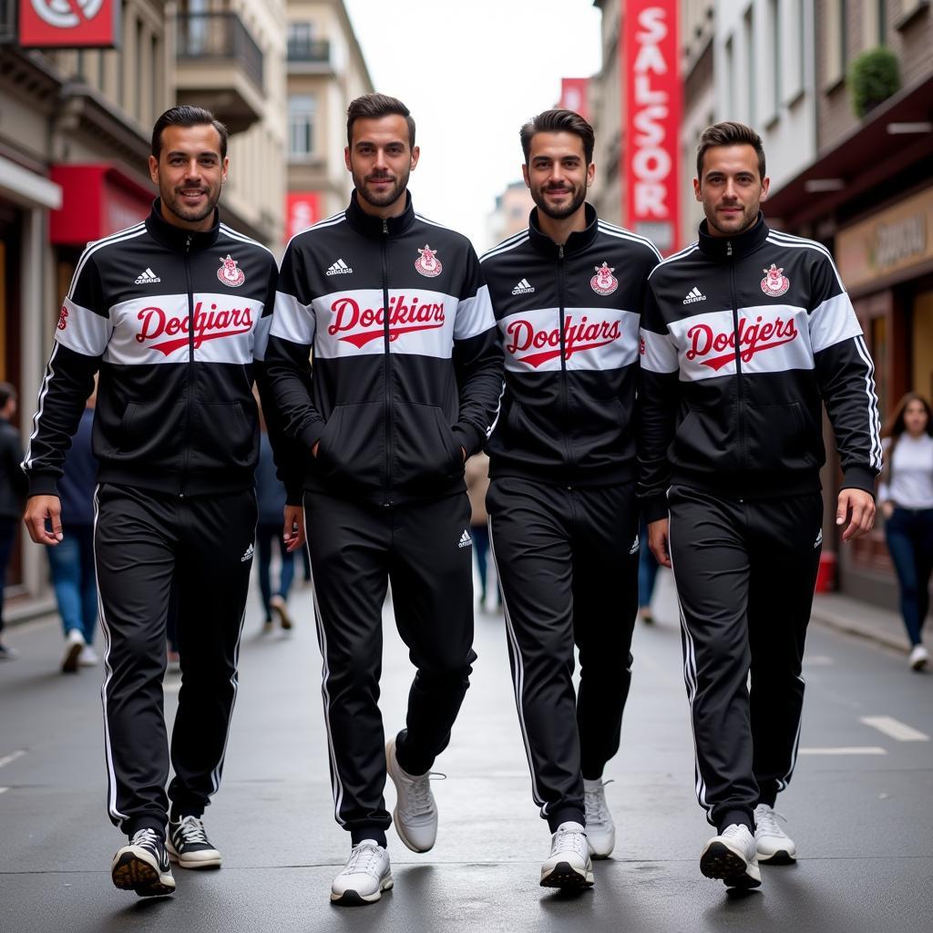 Men sporting a black and white Beşiktaş Dodgers tracksuit