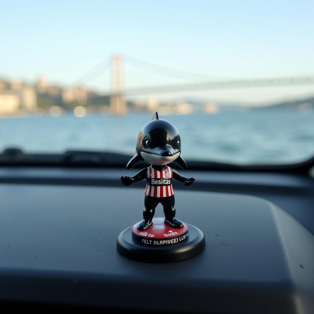 Besiktas Dolphin Bobblehead on Car Dashboard