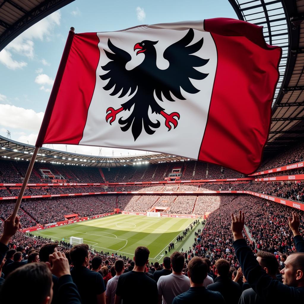 Beşiktaş eagle flag waving in the stadium